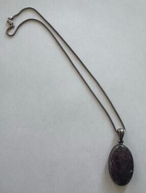 Vtg Large Gemstone Pendant Sterling Silver 925 Italy Stamped Necklace